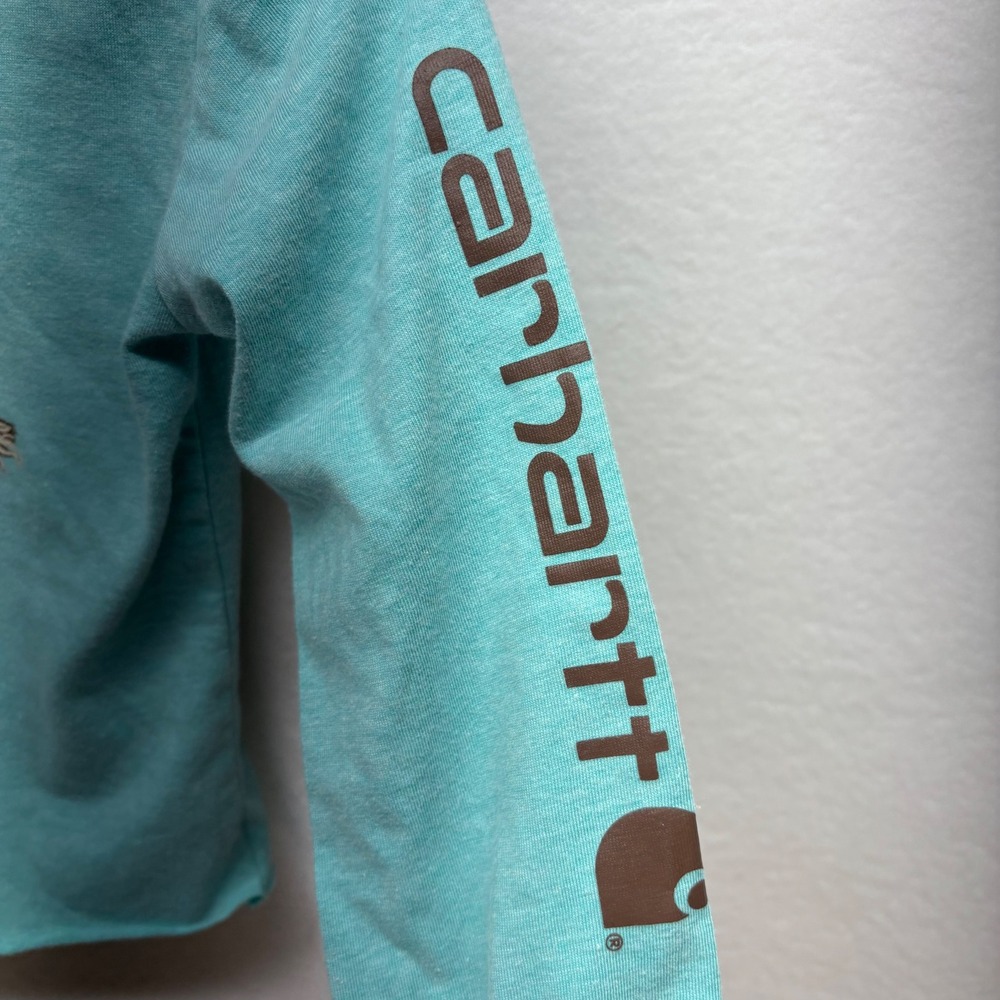 Carhartt Toddler Girl Long Sleeve T-Shirt Horse Graphic Aqua Blue 24M - Picture 3 of 6